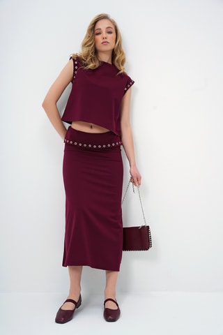 Top e saia midi - Bordô