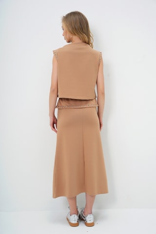 Top e saia midi - Camel