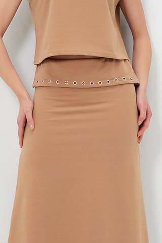 Top e saia midi - Camel
