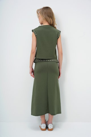 Top e saia midi - Caqui