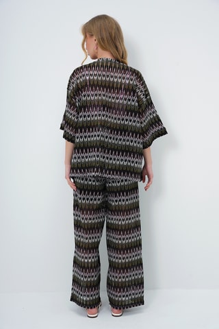 Quimono e calças palazzo - Caqui e preto