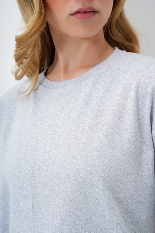 T-shirt e calças palazzo - Cinzento-claro mesclado