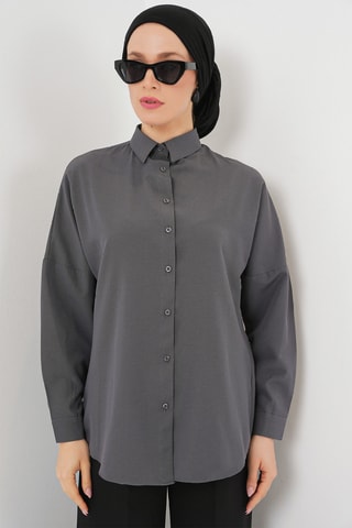 Camisa oversize - Cinzento