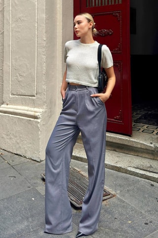 Calças palazzo - Cinzento