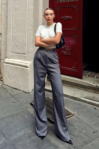 Calças palazzo - Cinzento