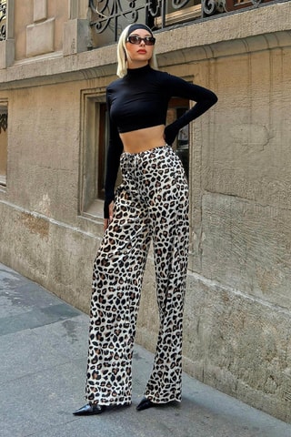 Calças de cintura alta - Bege