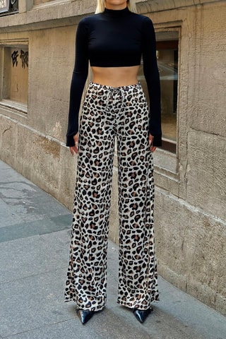 Calças de cintura alta - Bege