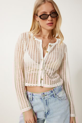 Casaco de malha curto - Branco