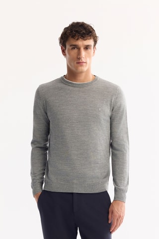 Camisola regular em lã - Cinzento