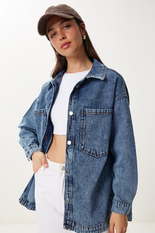 Casaco de ganga - Azul-escuro