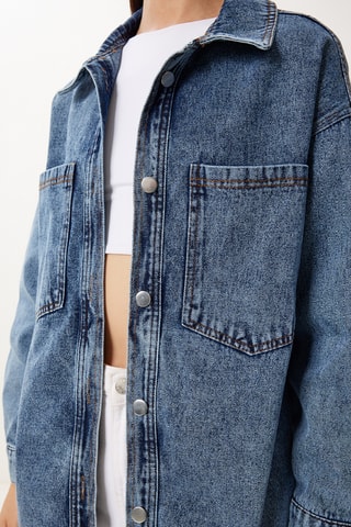 Casaco de ganga - Azul-escuro