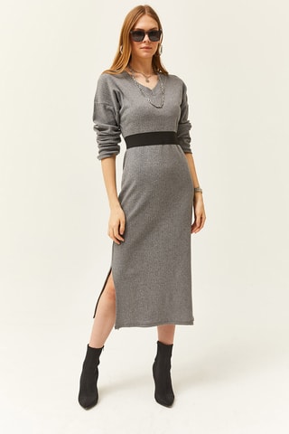 Vestido-camisola - Cinzento