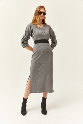 Vestido-camisola - Cinzento