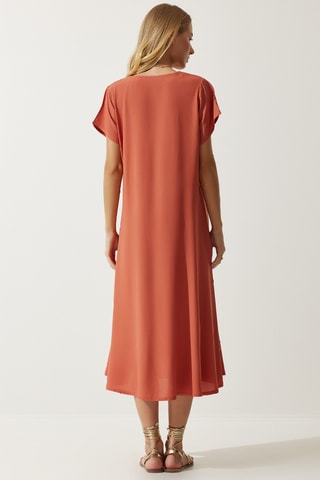 Vestido midi - Vermelho-tijolo