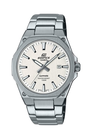 Reloj de cuarzo de acero inoxidable Edifice - 
Plateado y beige