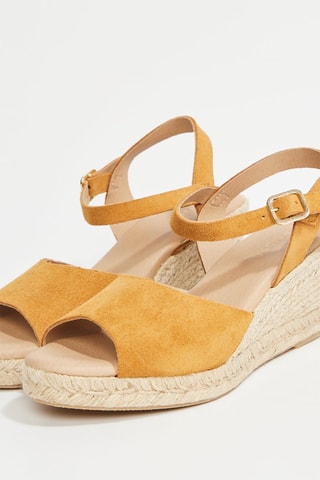 Espadrilles compensées en croûte de cuir Joanna - Camel