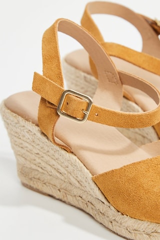 Espadrilles compensées en croûte de cuir Joanna - Camel