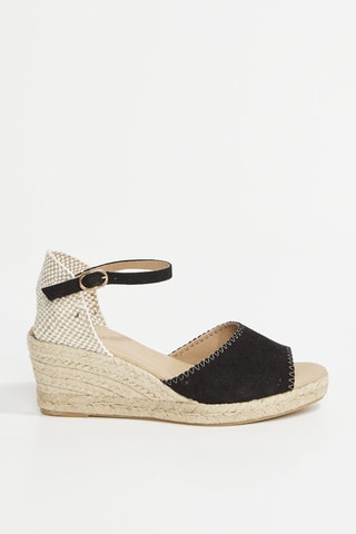 Espadrilles compensées en croûte de cuir Jaen - Blanc