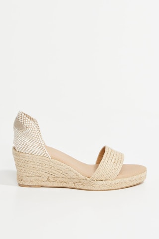 Espadrilles compensées en croûte de cuir Lupin - Beige