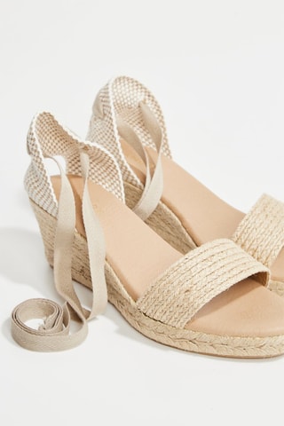 Espadrilles compensées en croûte de cuir Lupin - Beige