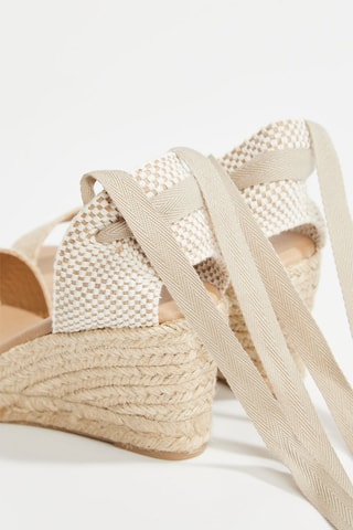 Espadrilles compensées en croûte de cuir Lupin - Beige