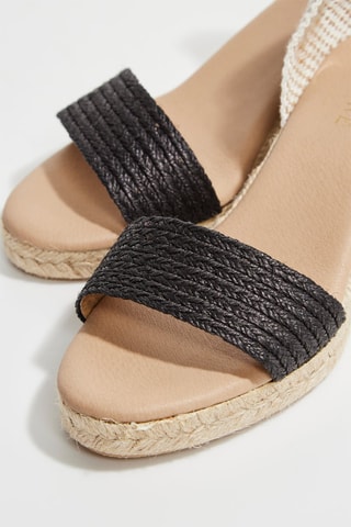 Espadrilles compensées en croûte de cuir Lupin - Noir