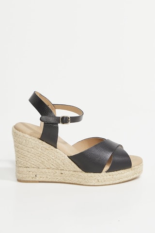 Sandales compensées en cuir Judith - Noir