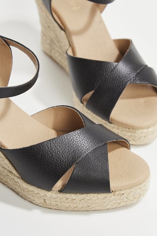 Sandales compensées en cuir Judith - Noir