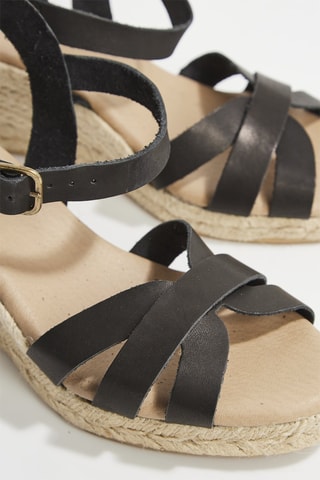 Sandales compensées en cuir Cordoba - Noir