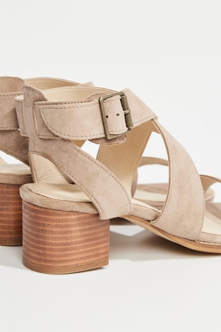 Sandales à talons en croûte de cuir Rachella - Taupe