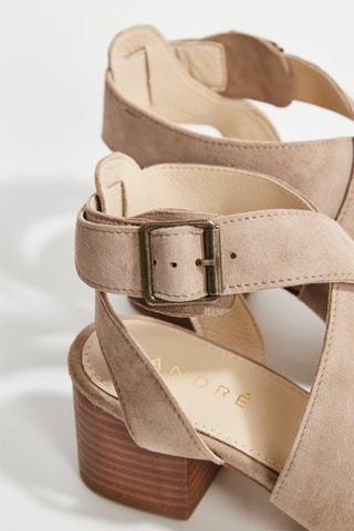 Sandales à talons en croûte de cuir Rachella - Taupe