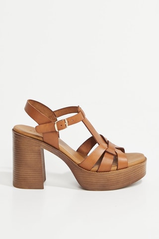 Sandales à talons en cuir Madeline - Marron