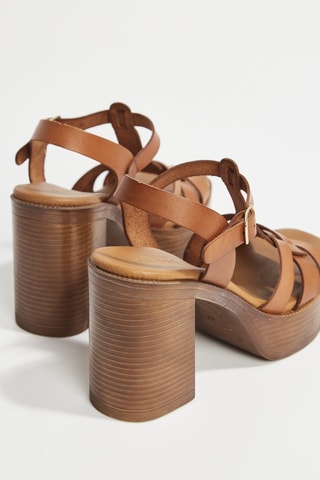 Sandales à talons en cuir Madeline - Marron