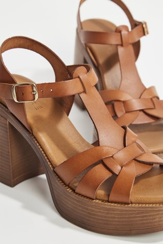 Sandales à talons en cuir Madeline - Marron