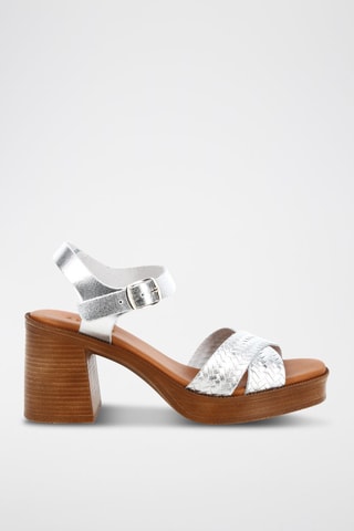 Sandales à talons en cuir Kelia - Argenté