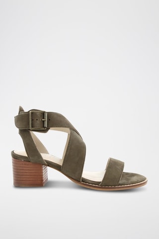 Sandales à talons en croûte de cuir Rachella - Kaki