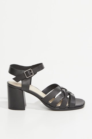 Sandales à talons en cuir de chèvre Lili - Noir