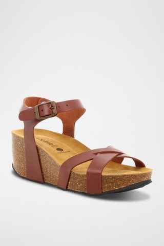 Sandales compensées en cuir Gioia - Camel