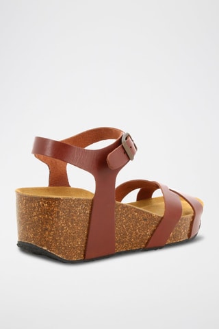 Sandales compensées en cuir Gioia - Camel