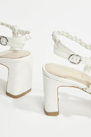 Sandales à talons en cuir de chèvre Paloma - Ecru