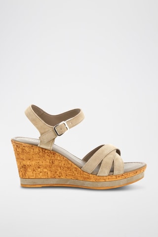 Sandales compensées en nubuck Alessa - Beige