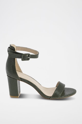 Sandales à talons en cuir Bertille - Kaki