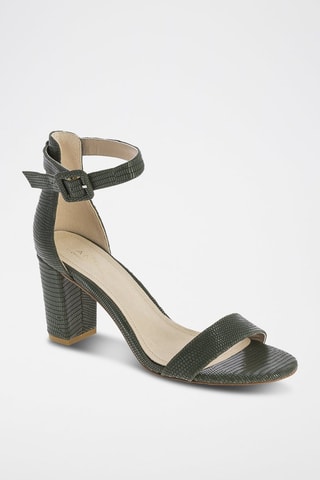 Sandales à talons en cuir Bertille - Kaki