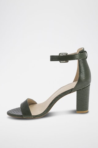 Sandales à talons en cuir Bertille - Kaki