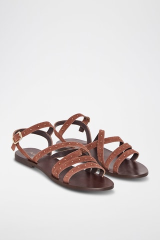 Sandales en cuir de mouton nubuck Delta - Marron