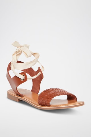 Spartiates en cuir de chèvre Paolina - Camel