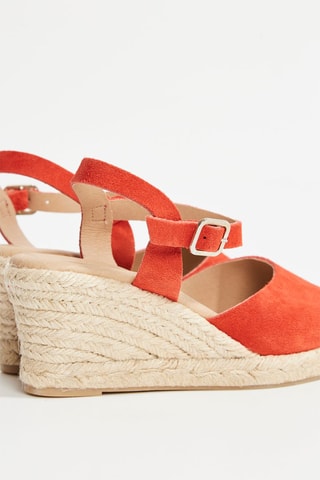 Sandales compensées en croûte de cuir Joanna - Orange