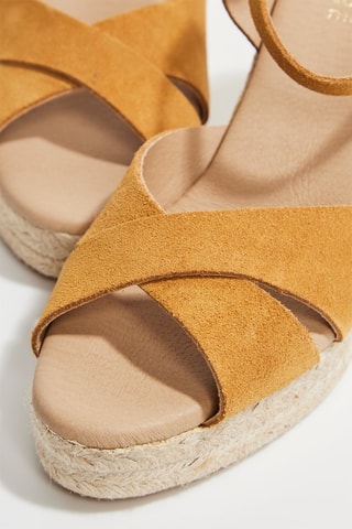 Sandales compensées en croûte de cuir Judith - Camel