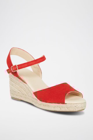 Sandales compensées en nubuck Nausica - Rouge