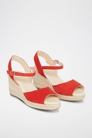 Sandales compensées en nubuck Nausica - Rouge